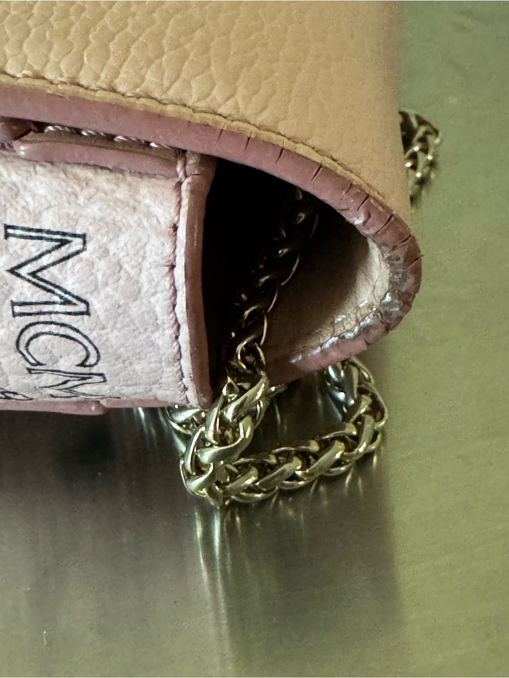 MCM Pink Visetos Leather Crossbody with Gold-Tone Lock - Picture 7 of 8
